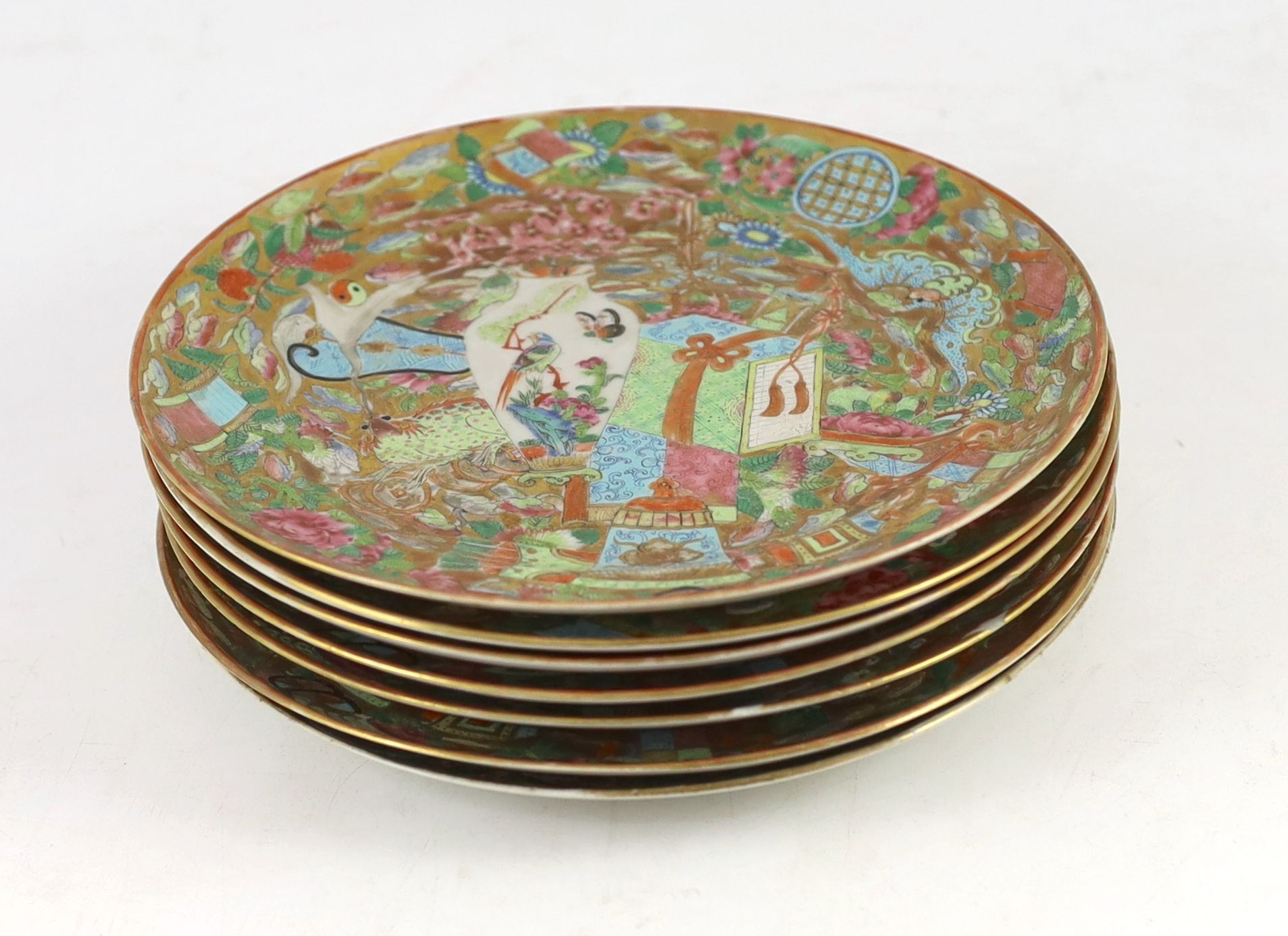 A Chinese famille rose part dessert service, Daoguang period (1821-50), some chips